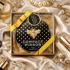 NIB Bumble Bee Polka Dot Compact Mirror Little Lady Girly Gift Ideas